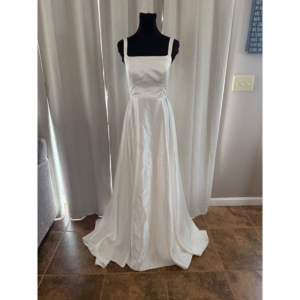 White Satin Wedding Dress NWT Size 6